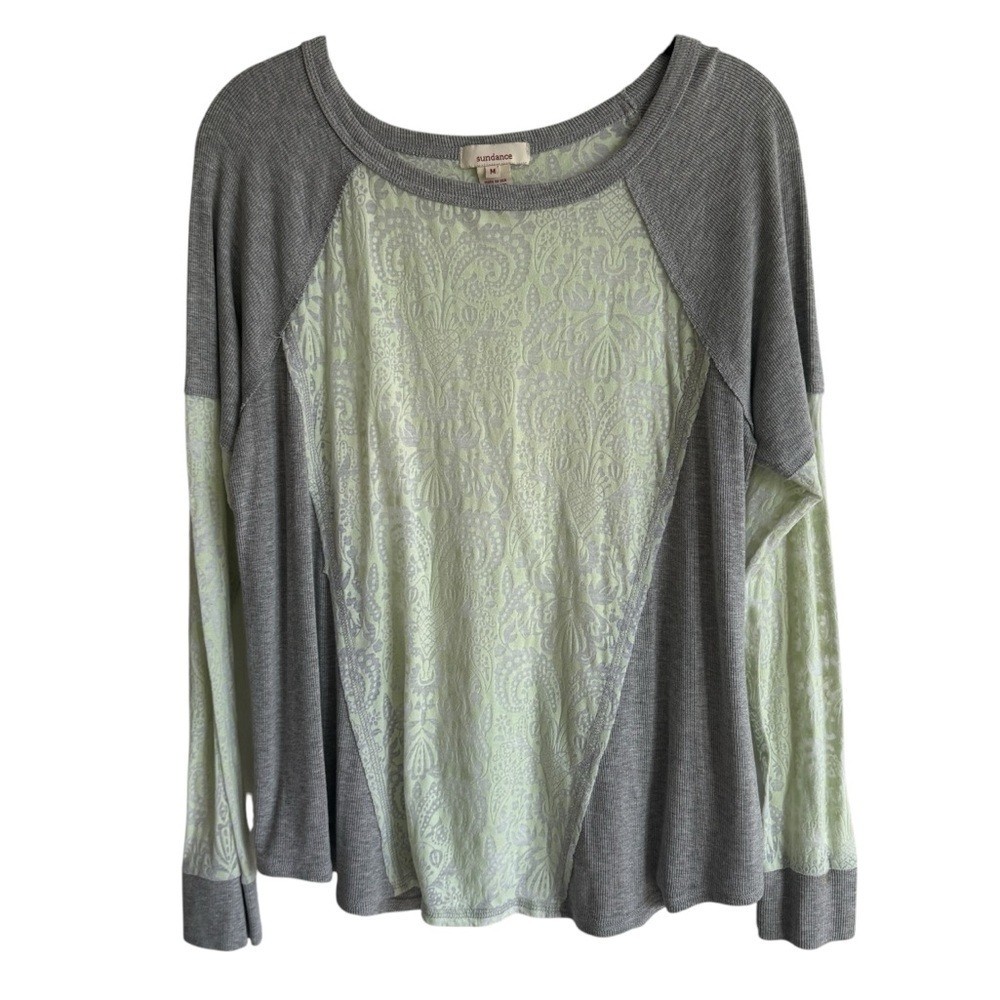 Sundance Burnout Ribbed Casual Long Sleeve Knit Top, Size M